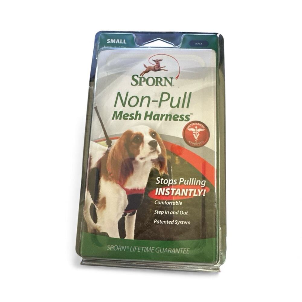Sporn Non-Pull Mesh Dog Harness Black Small Neck 9-12”